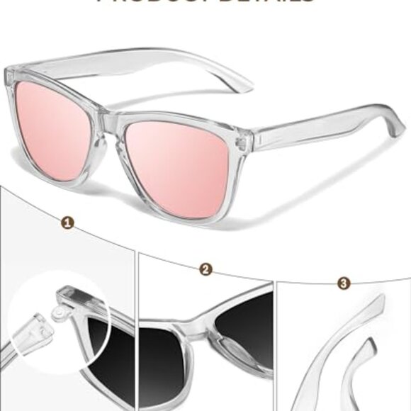 Oversized Square Frame Sunglasses Retro Vintage Polarized UV400 Protection main image 4